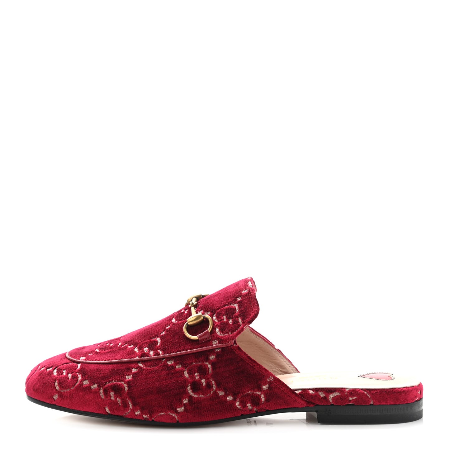 Velvet GG Monogram Womens Princetown Slippers 37.5 Red Cipria