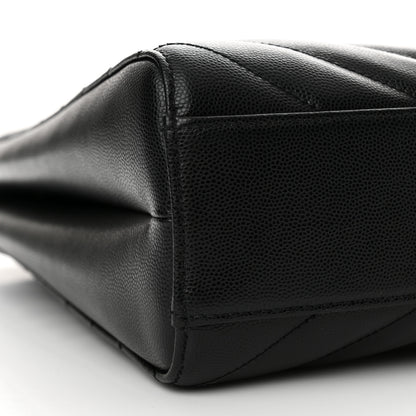 Saint Laurent Grain de Poudre Matelasse Chevron Medium Tribeca Shopping Bag Black 9 of 14