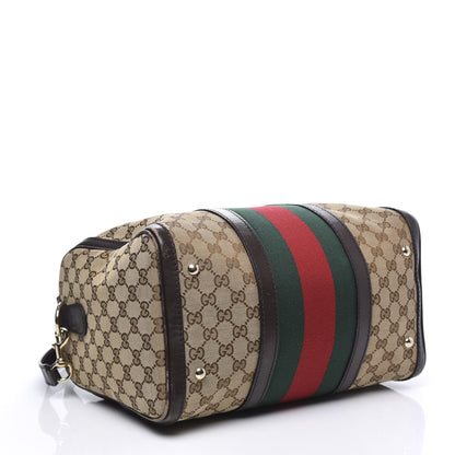 Gucci Monogram Vintage Web Medium Boston Dark Brown 3 of 13