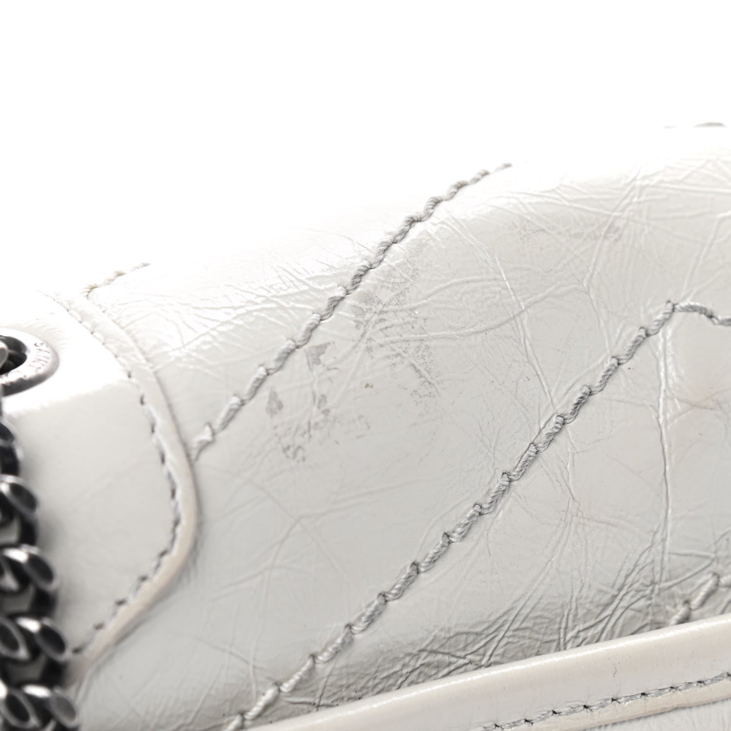 Saint Laurent Crinkled Calfskin Matelasse Monogram Niki Chain Wallet Crema Soft 8 of 11