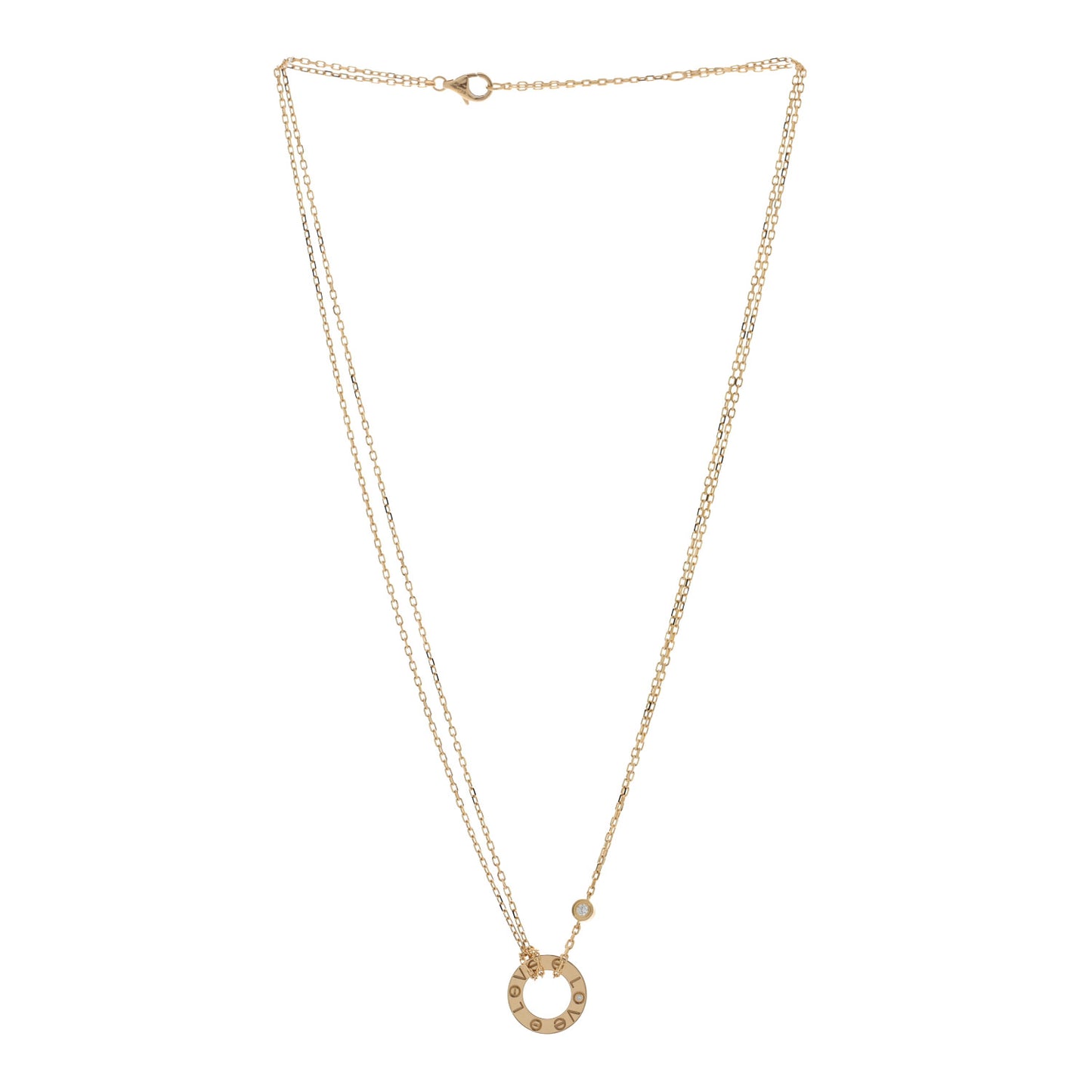 18K Yellow Gold 2 Diamond LOVE Necklace