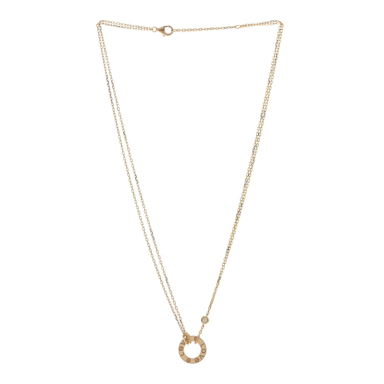 Cartier 18K Yellow Gold 2 Diamond LOVE Necklace 3 of 5