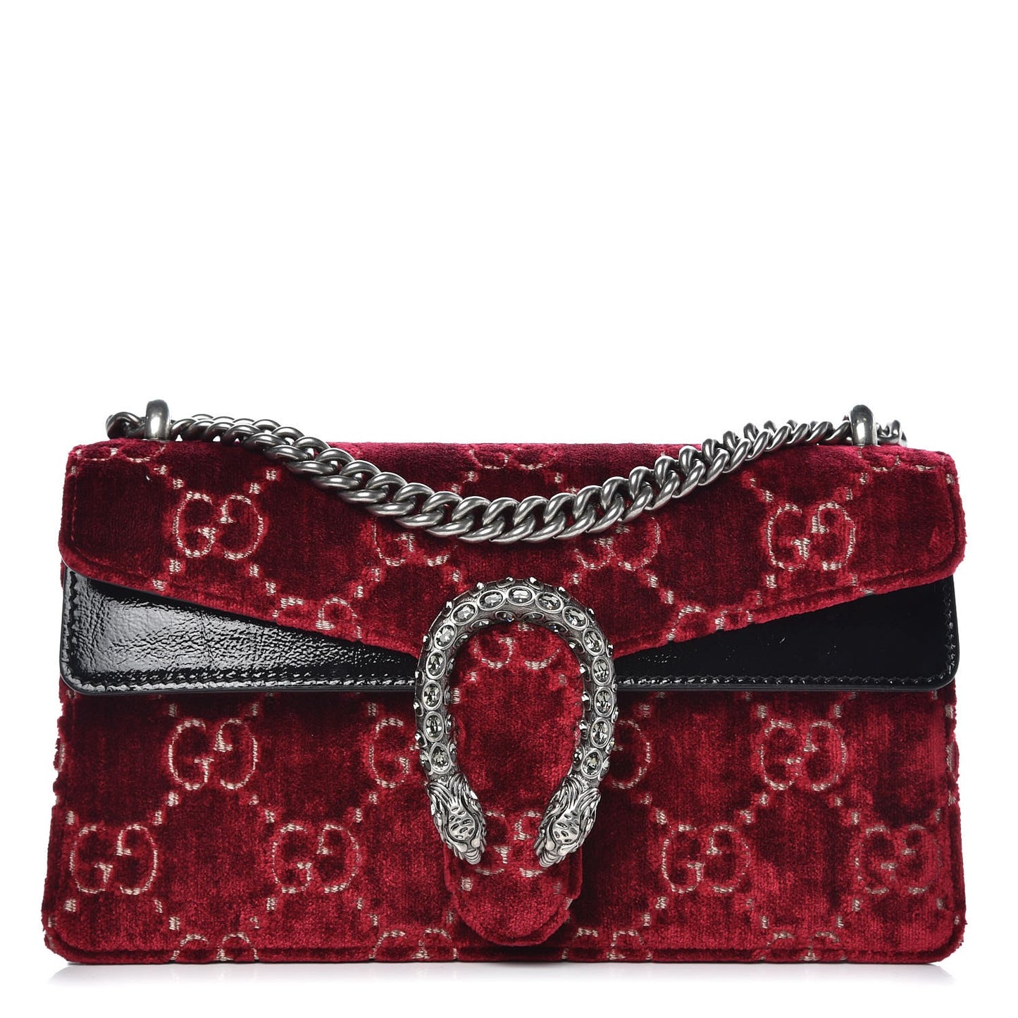 Velvet Skipper Crystal GG Monogram Small Dionysus Shoulder Bag Red Cipria Black Black Diamond