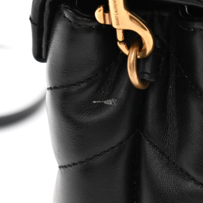 Saint Laurent Calfskin Y Quilted Monogram Toy Loulou Crossbody Bag Black 12 of 14