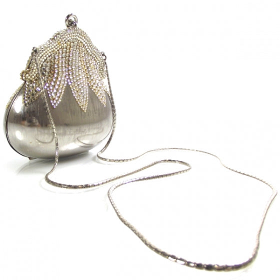 Judith Leiber Swarovski Crystal Chatelaine Minaudiere Brushed Silver 3 of 8