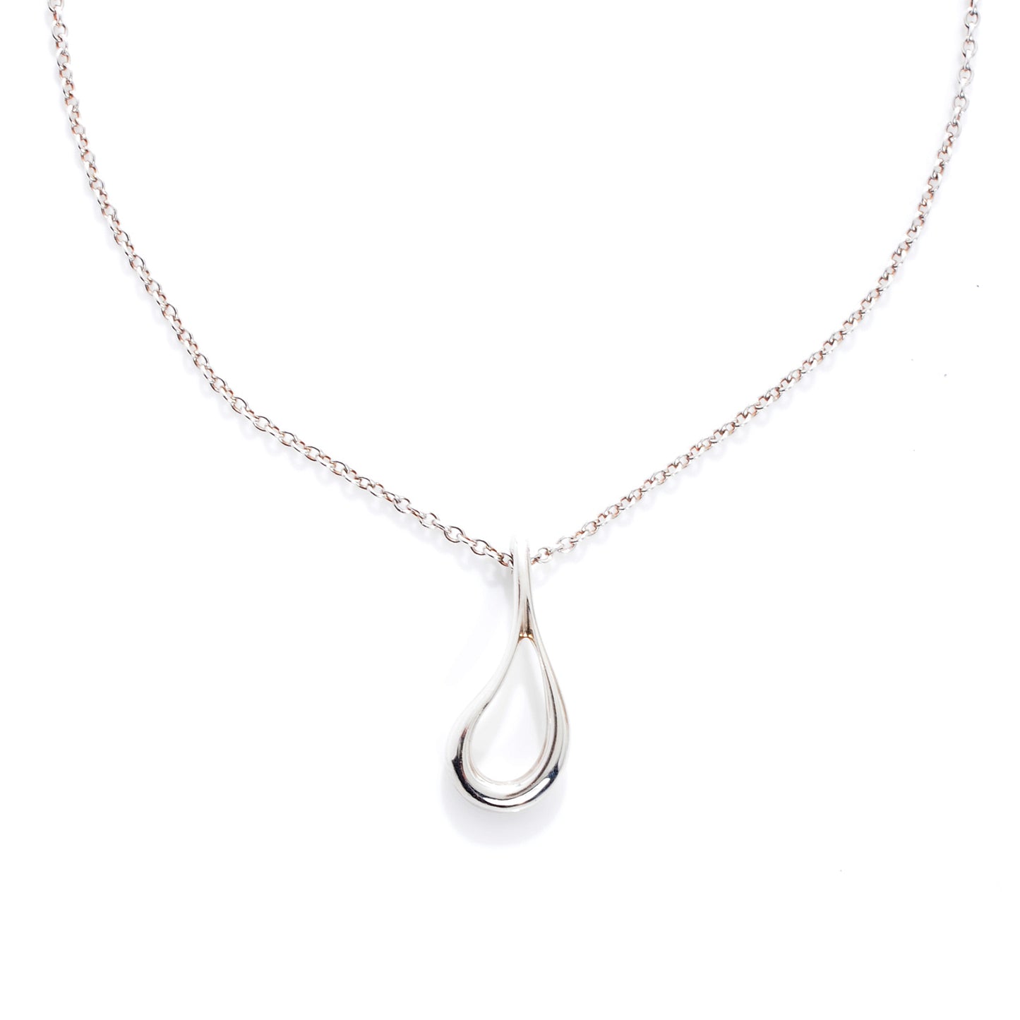Sterling Silver Elsa Peretti Open Tear Drop Pendant Necklace