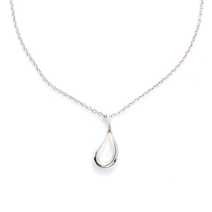 Tiffany Sterling Silver Elsa Peretti Open Tear Drop Pendant Necklace 1 of 5