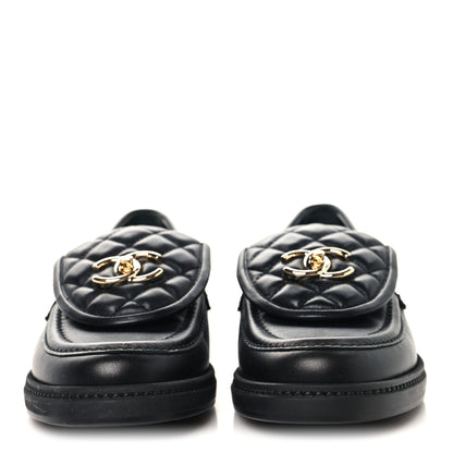 Chanel Lambskin Quilted CC Turnlock Loafers 38 Black 3 of 9
