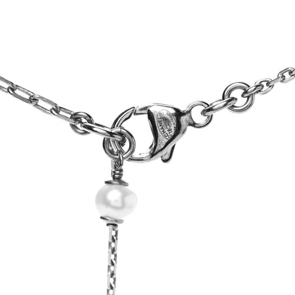 Chanel Crystal Pearl CC Pendant Necklace Silver 3 of 3