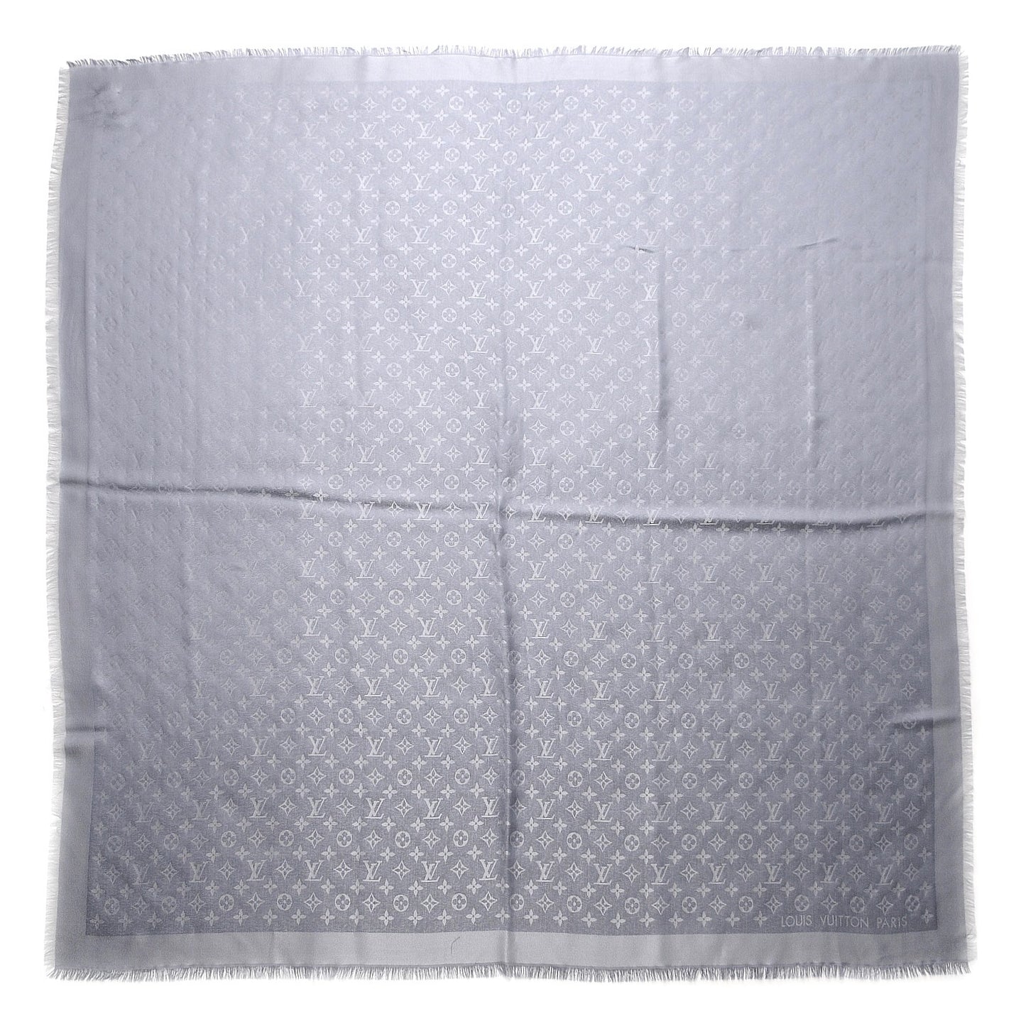 Silk Lurex Wool Monogram Shine Shawl Charcoal Grey