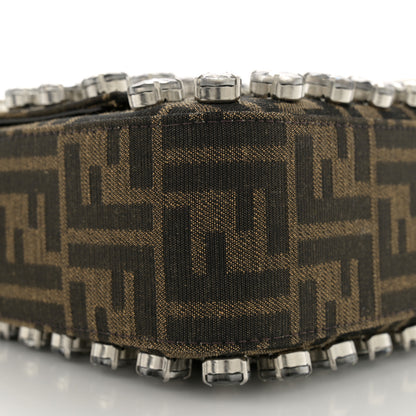 Fendi Fabric Jacquard FF 1974 Crystal Embellished Baguette Tobacco Moro Multicolor 9 of 11