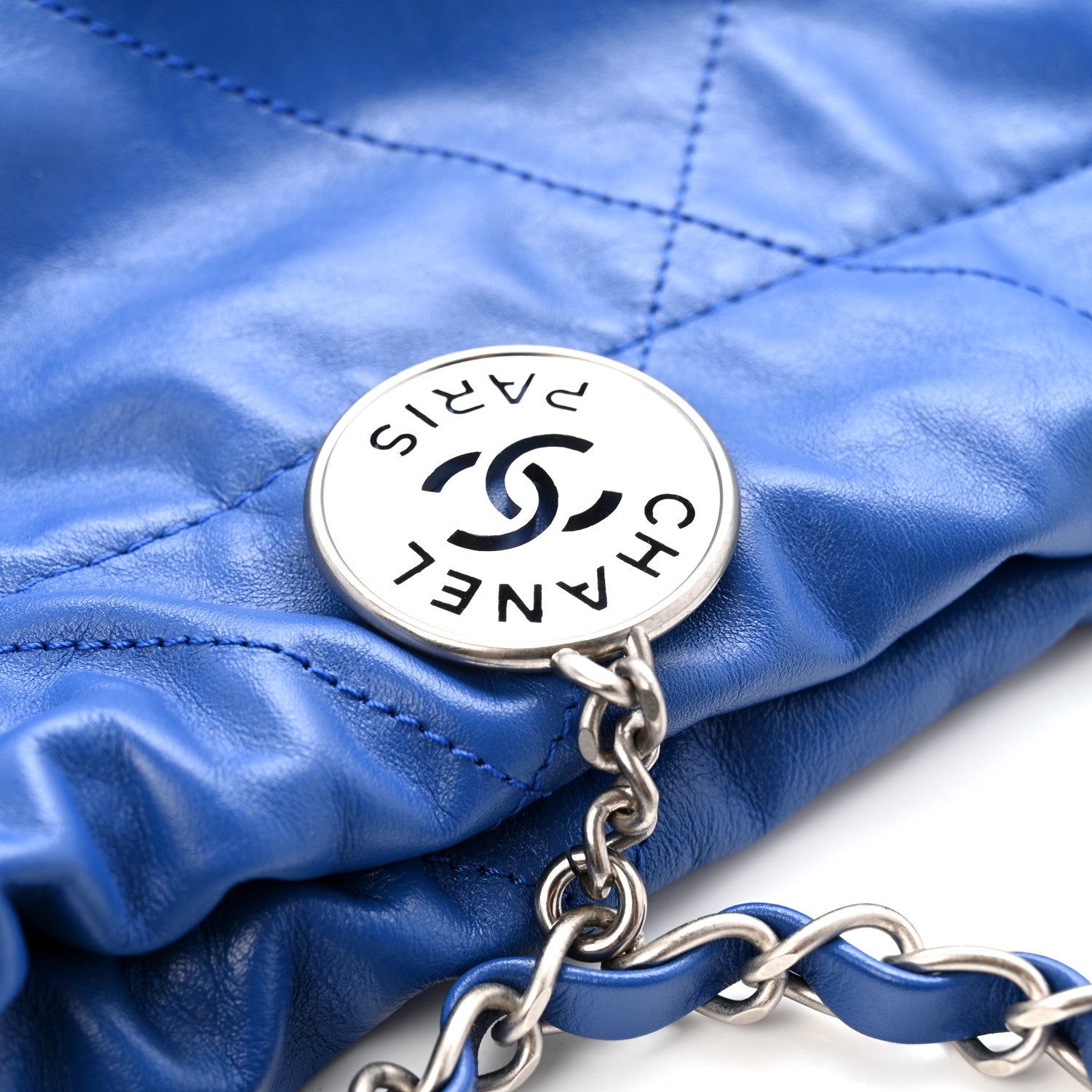 Chanel Shiny Calfskin Quilted Chanel 22 Blue 12 of 13