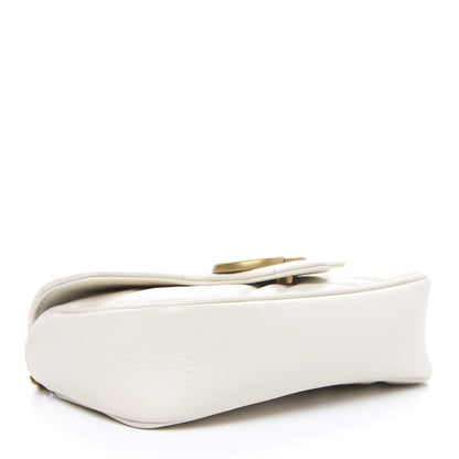 Gucci Calfskin Matelasse Super Mini GG Marmont Shoulder Bag White 3 of 10
