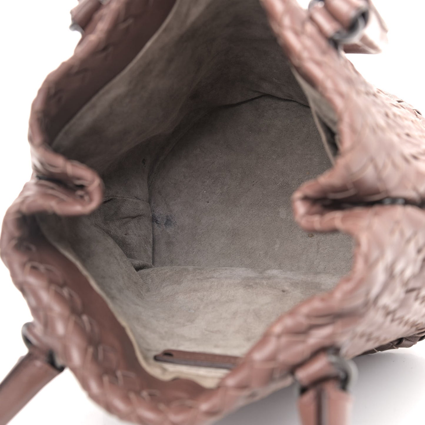 Nappa Intrecciato Double Handle Bucket Bag Brown