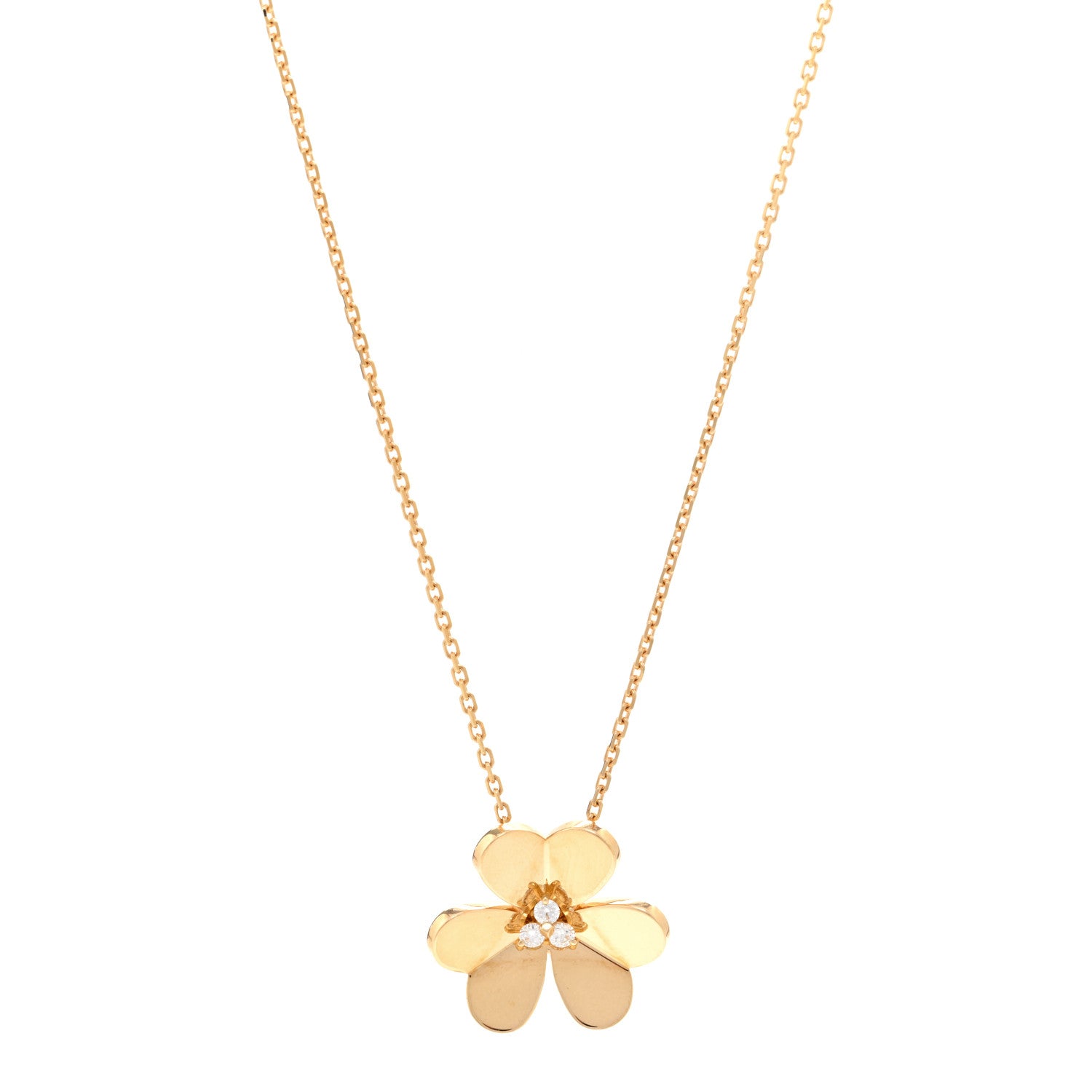 Van Cleef & Arpels 18K Yellow Gold Diamond Large Frivole Pendant Necklace 1 of 6