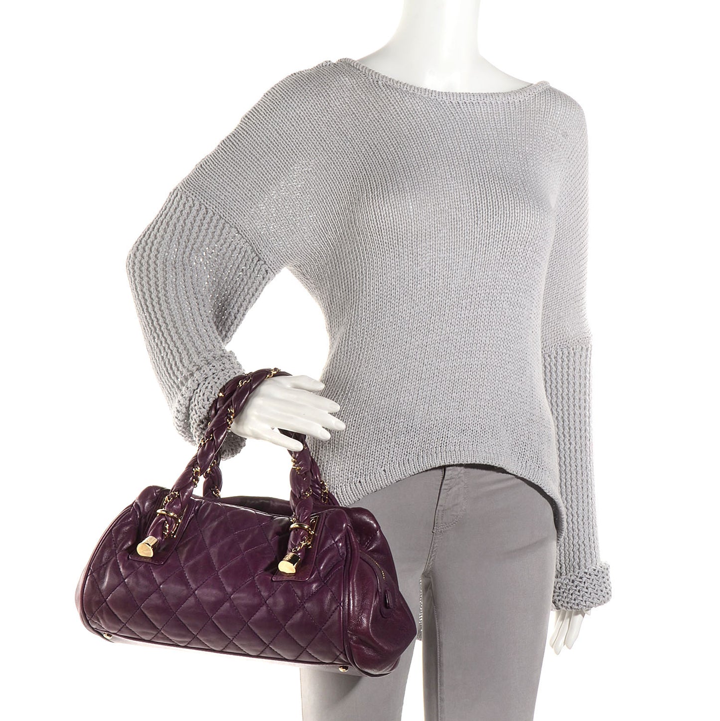 Distressed Lambskin Lady Braid Bowler Purple