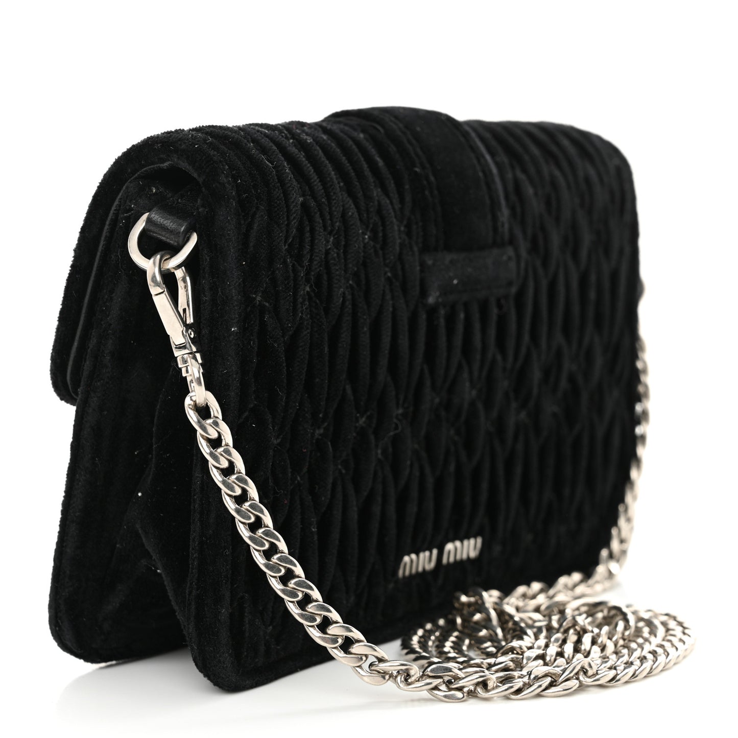 Velvet Matelasse Pearl Embellished Chain Black