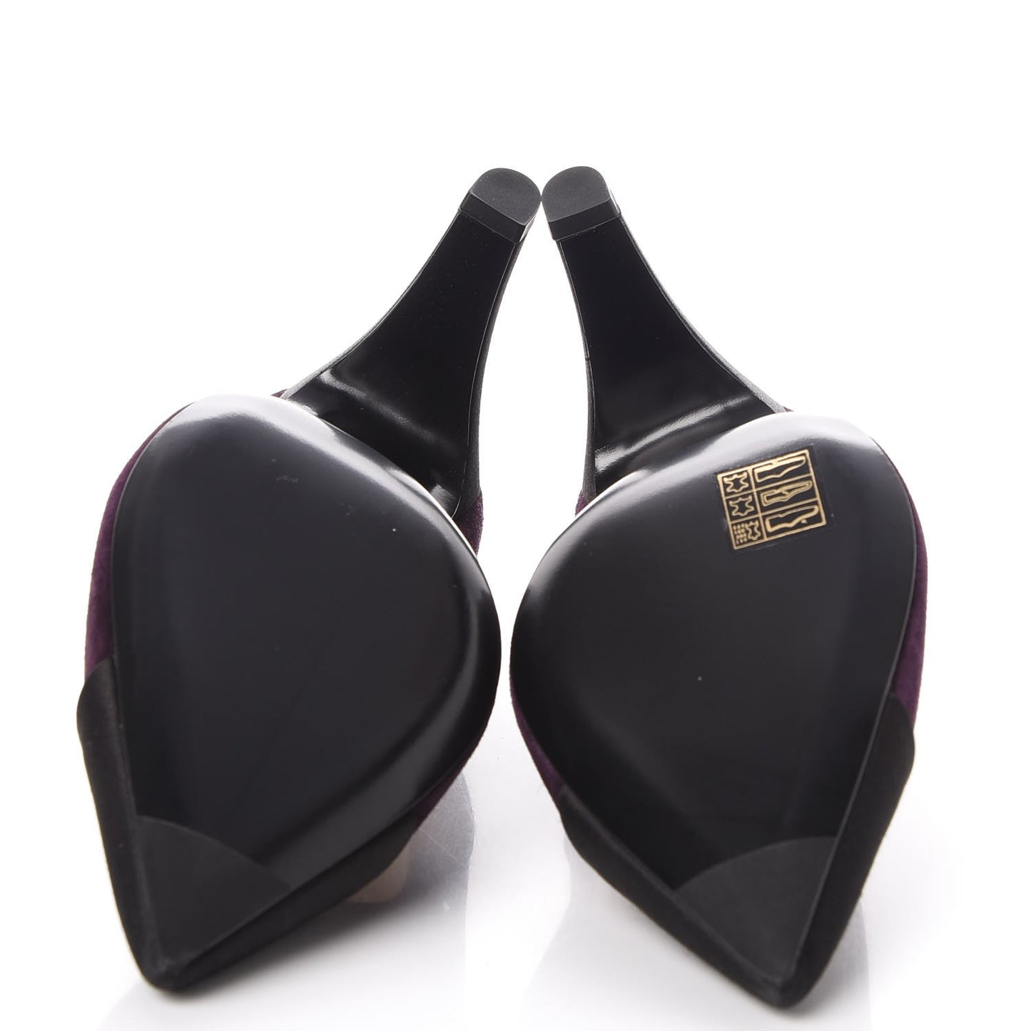 Suede Satin Cap Toe Pumps 38.5 Dark Purple Black