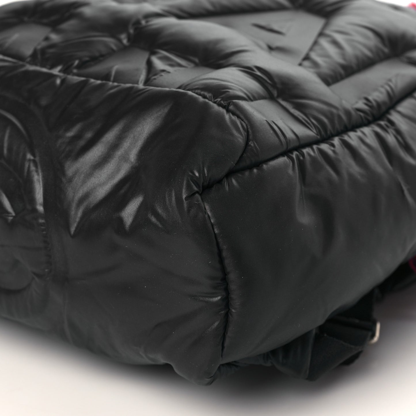 Nylon Tweed Coco Neige Backpack Black Pink