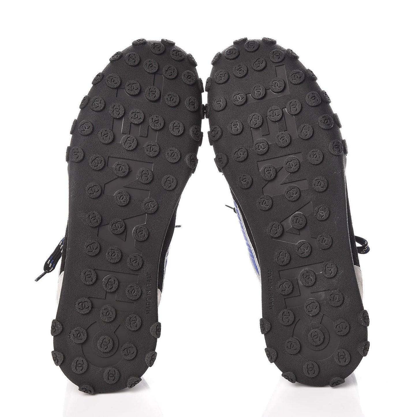 Nylon Calfskin CC Sneakers 40 Blue Black Grey