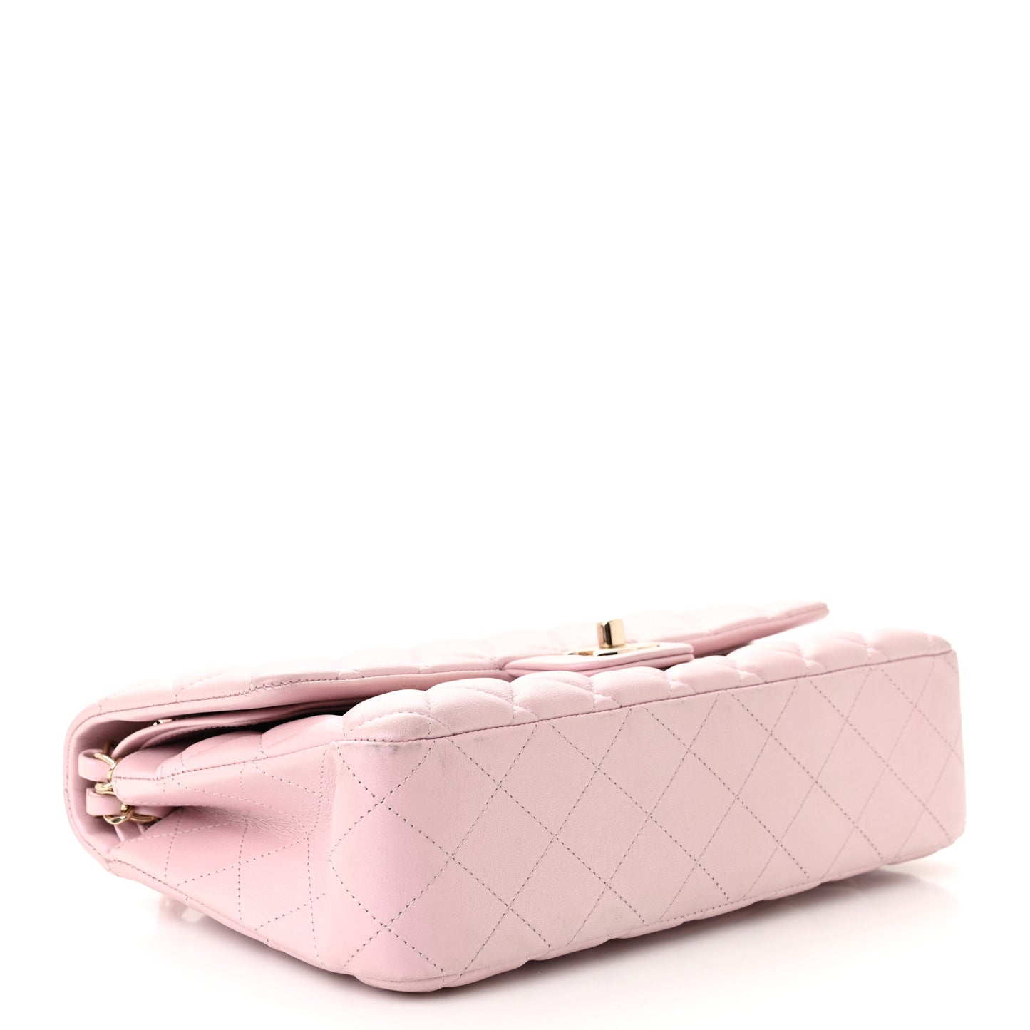 Lambskin Quilted Medium Double Flap Light Pink