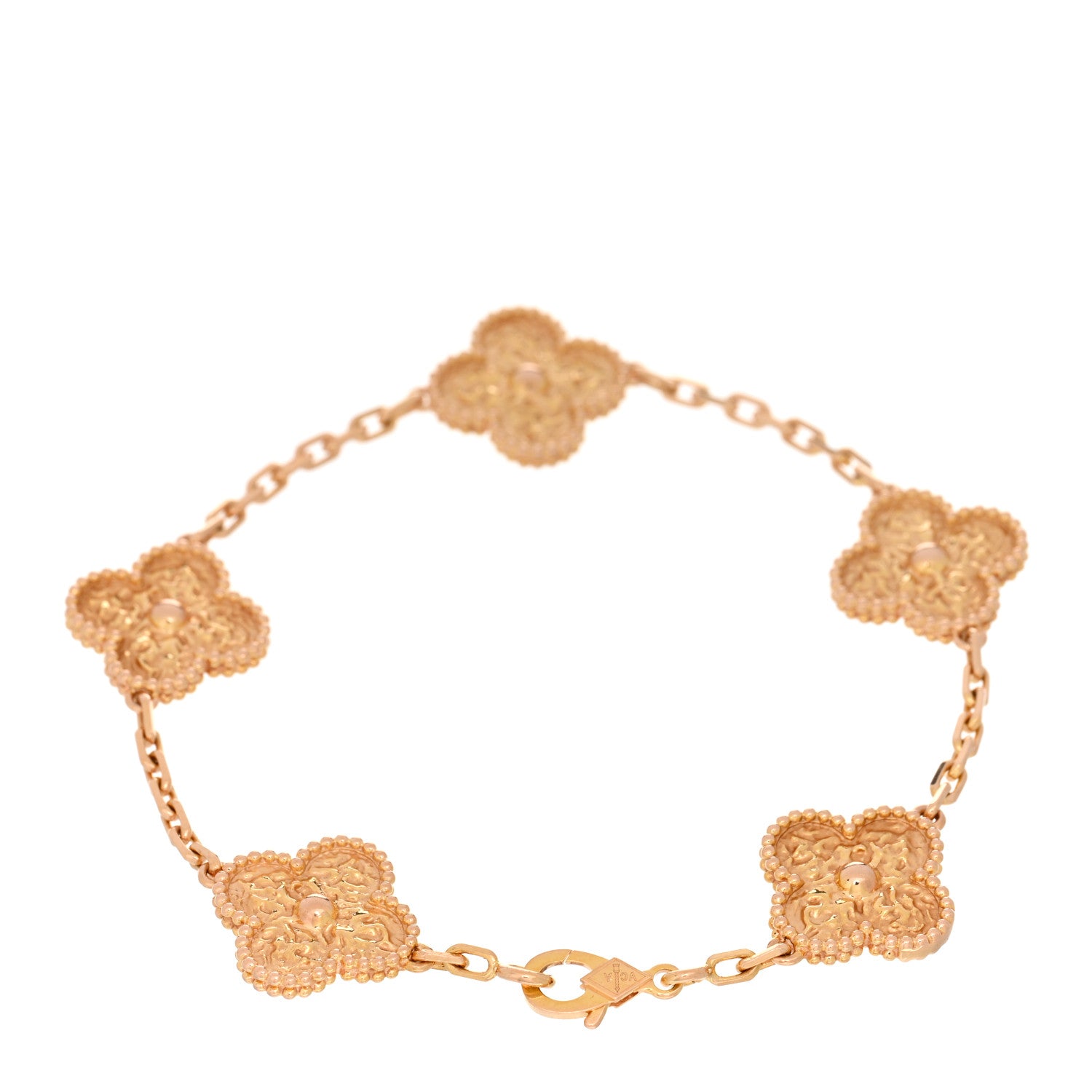 Van Cleef & Arpels 18K Rose Gold 5 Motifs Vintage Alhambra Bracelet 2 of 4