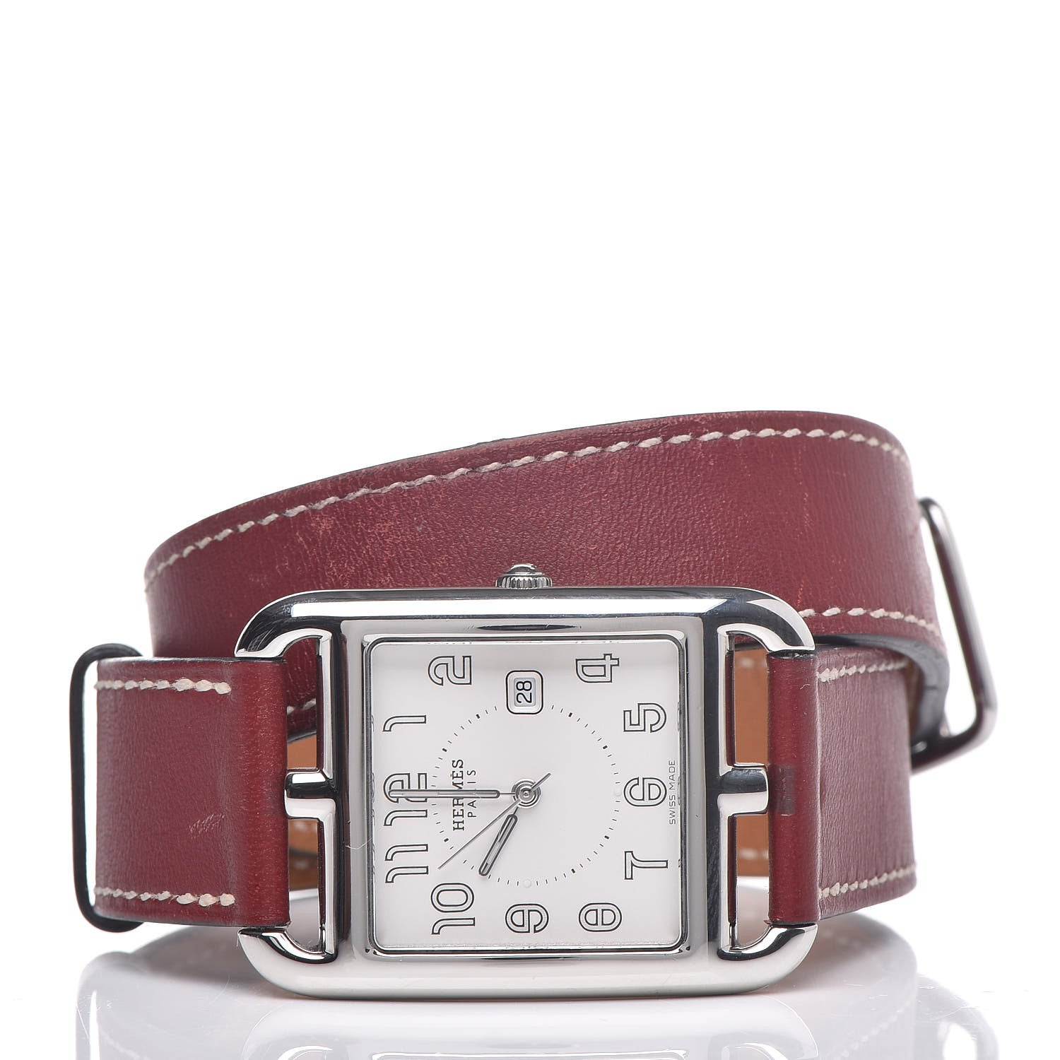 Hermes Stainless Steel Chamonix 29mm Cape Cod Double Tour Quartz Watch Rouge H 3 of 10