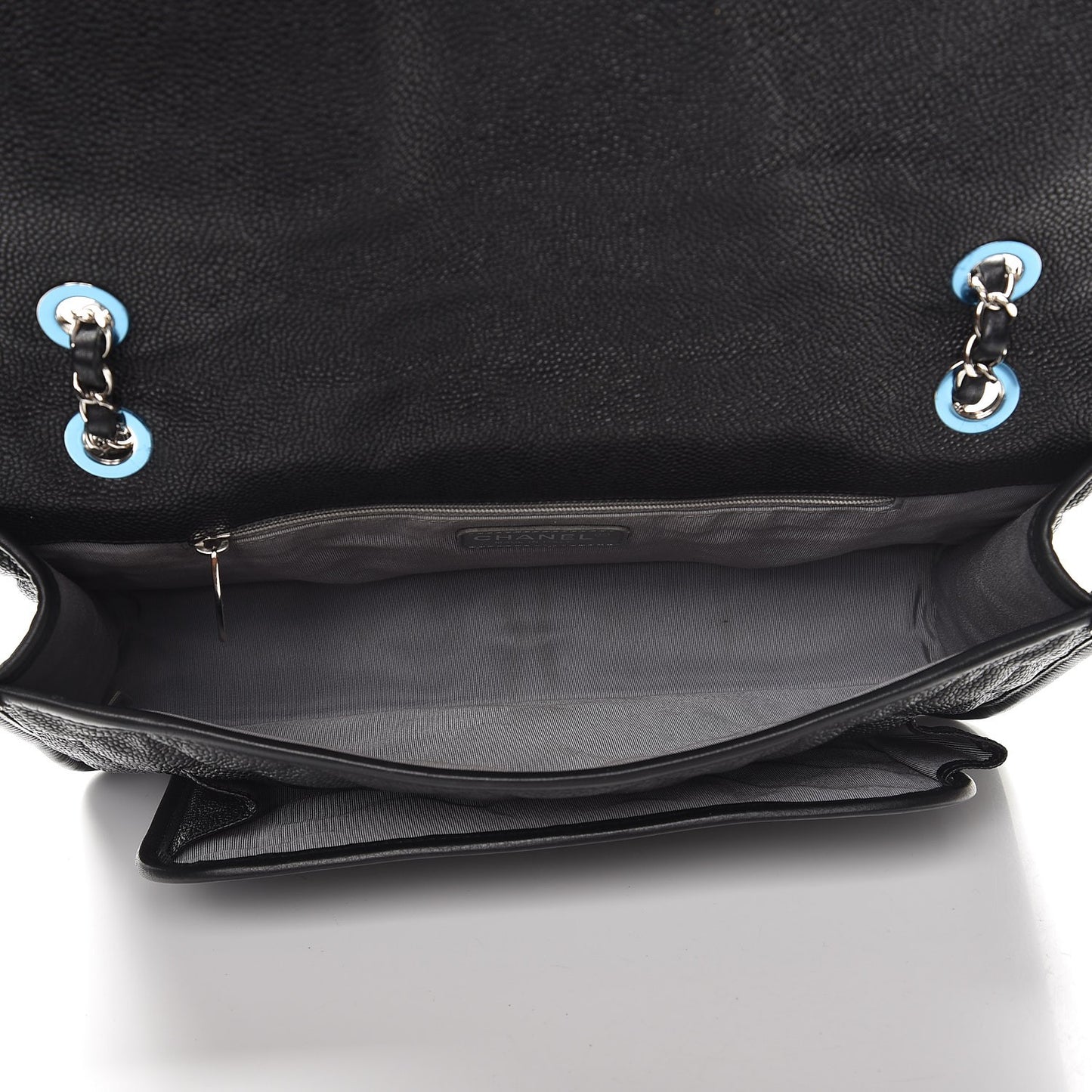 Caviar Quilted Large French Riviera Flap Black
