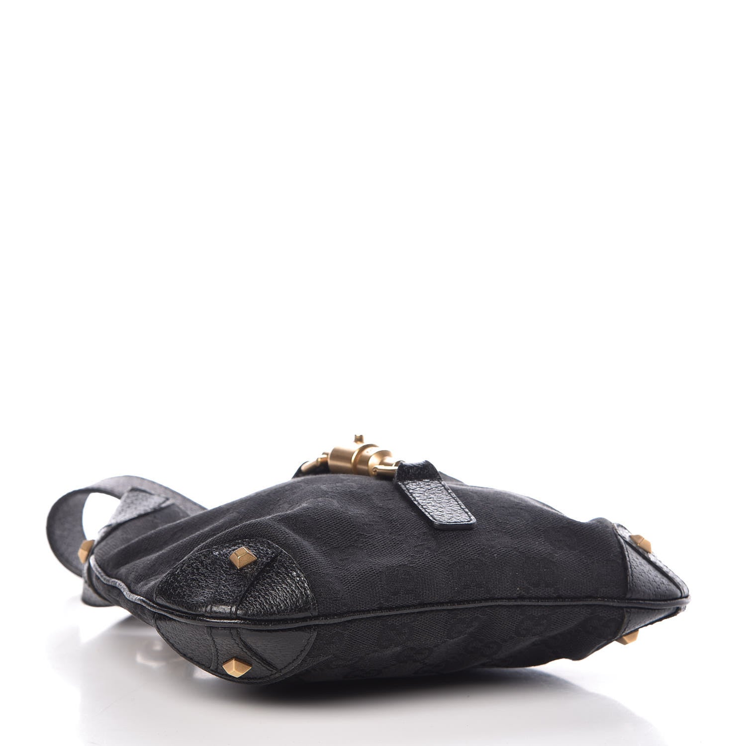 Gucci Monogram Mini Piston Lock Jackie O Hobo Shoulder Bag Black 4 of 14