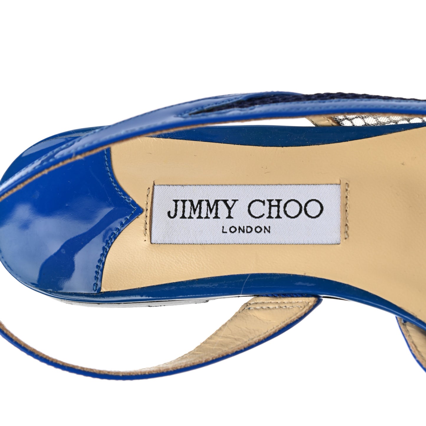 Patent Mesh Calfskin Fetto Flats 38 Blue