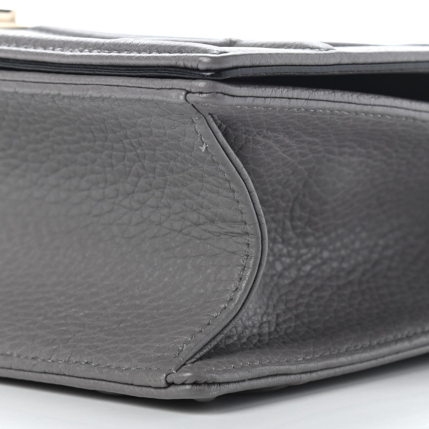 Grained Calfskin Medium Diorama Flap Bag Grey