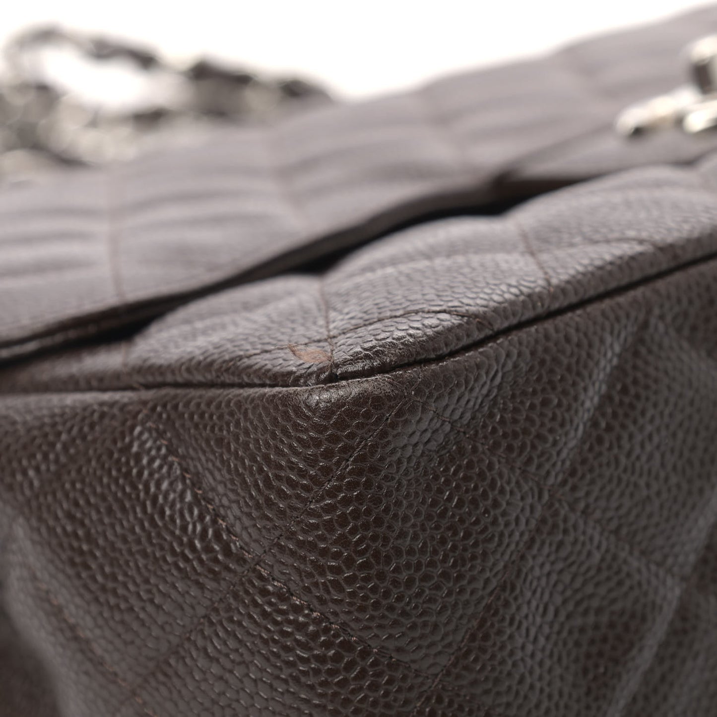 Caviar Quilted Jumbo Single Flap Dark Brown