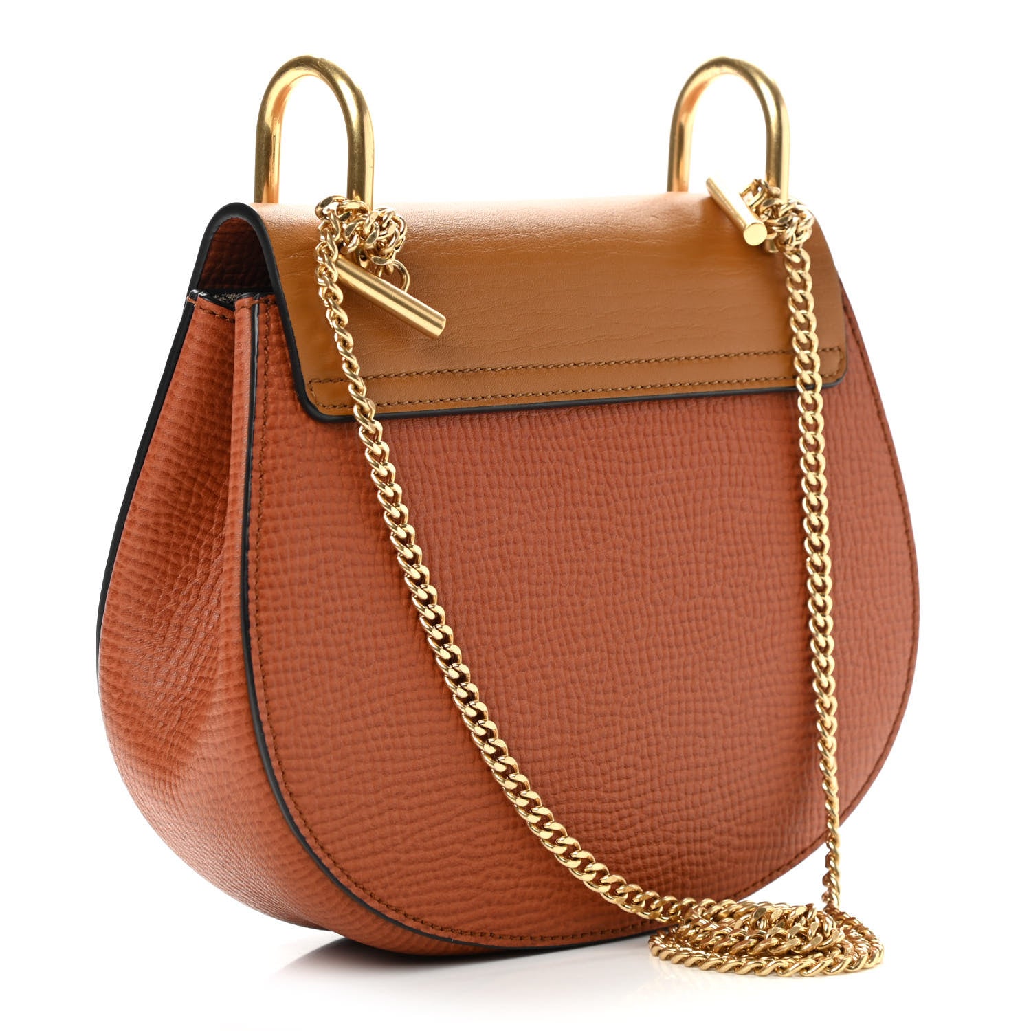 Chloe Grained Calfskin Lambskin Bi-Color Drew Shoulder Bag Orange Mustard 2 of 9