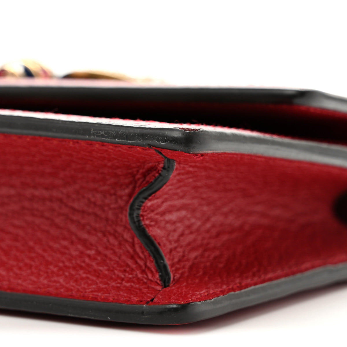 GG Supreme Monogram Web Queen Margaret Chain Wallet Red
