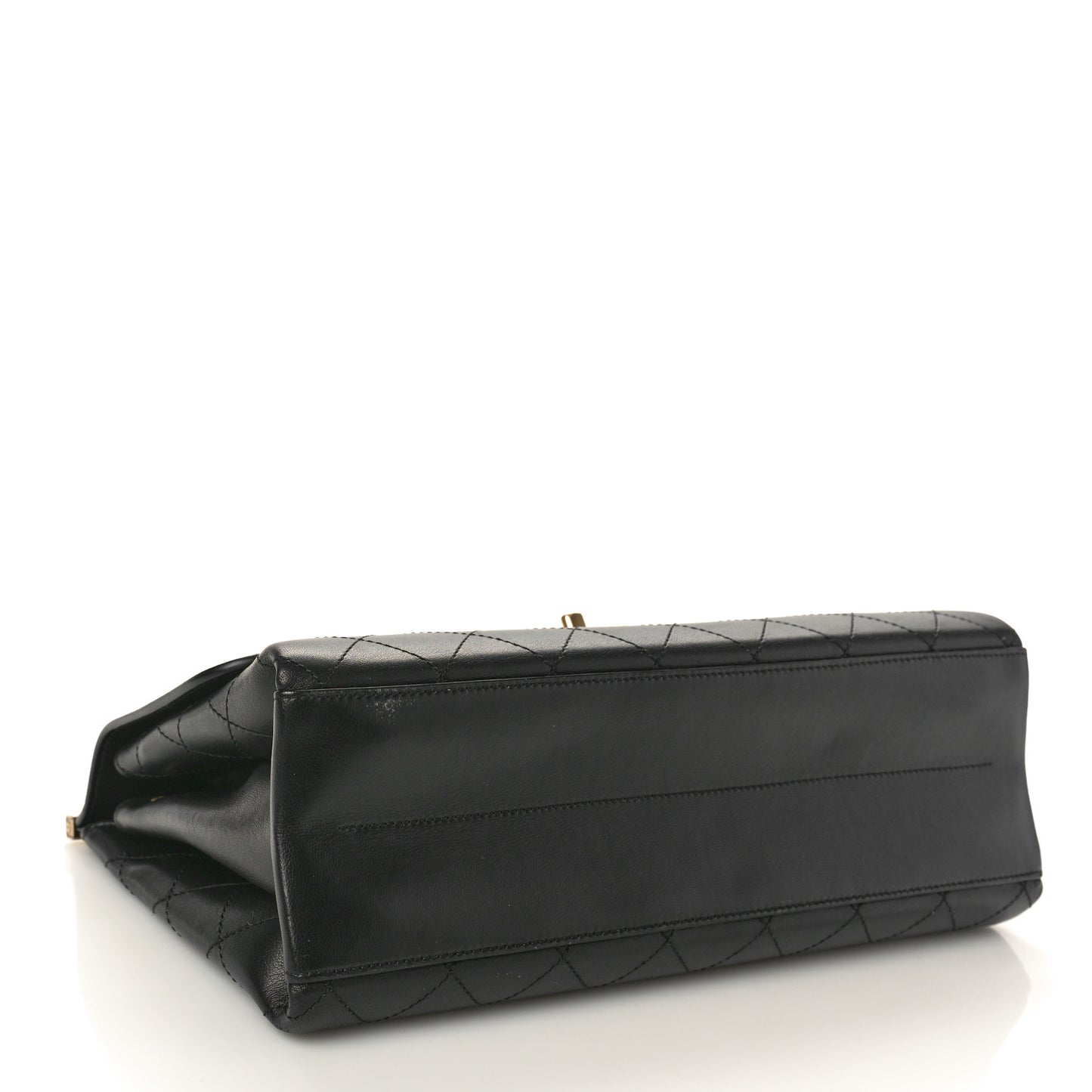 Lambskin Stitched Medium Coco Luxe Handle Flap Black