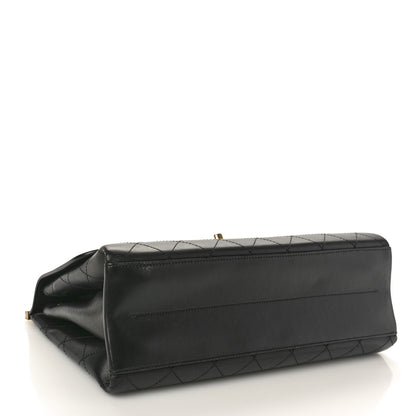 Chanel Lambskin Stitched Medium Coco Luxe Handle Flap Black 4 of 12