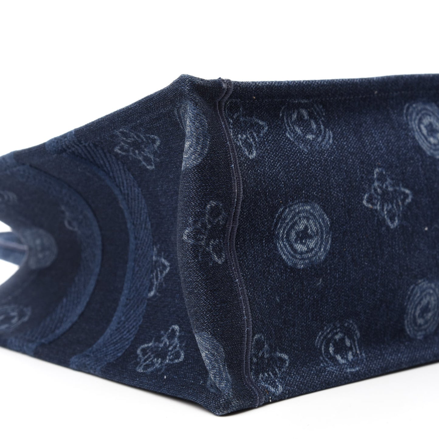 Denim Flowers Embroidered Medium Book Tote Blue