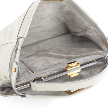Fendi Goatskin Large Peekaboo Iconic Satchel Grigio Black 8 of 8