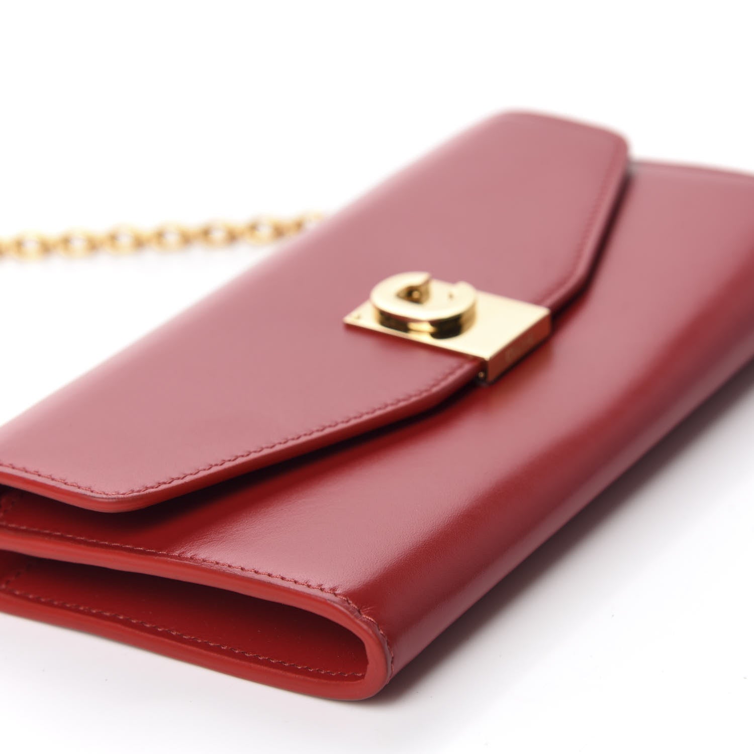 Celine Shiny Smooth Calfskin C Wallet On Chain Bag Red 6 of 11