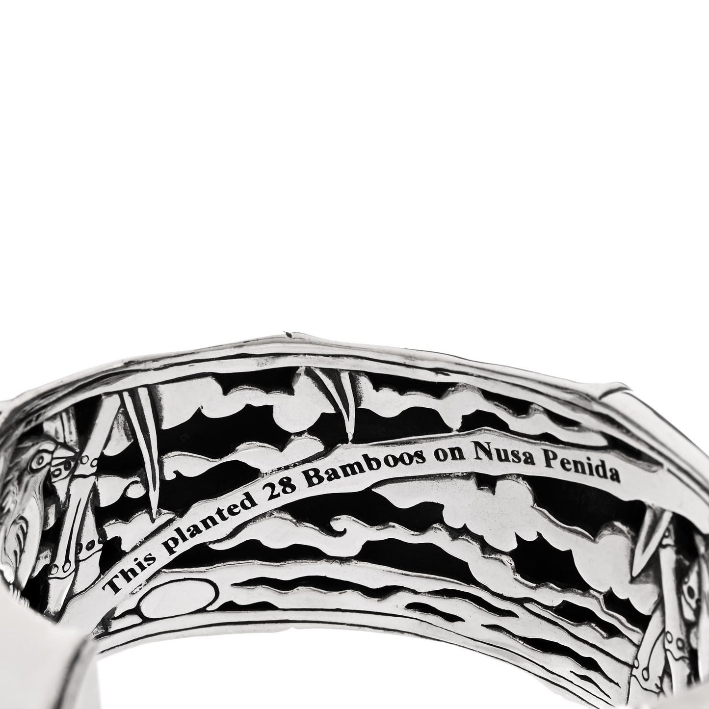 Sterling Silver Wide Bamboo Kick Cuff Bracelet