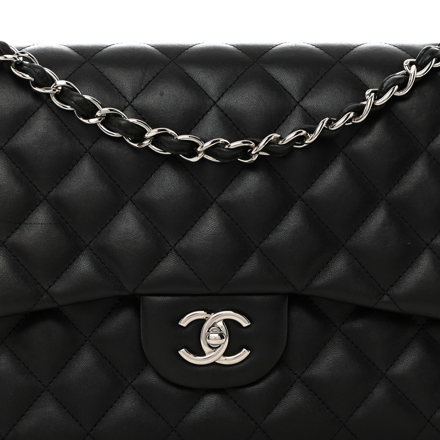 Chanel Lambskin Quilted Jumbo Double Flap Black 8 of 12