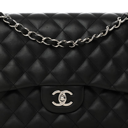 Chanel Lambskin Quilted Jumbo Double Flap Black 8 of 12