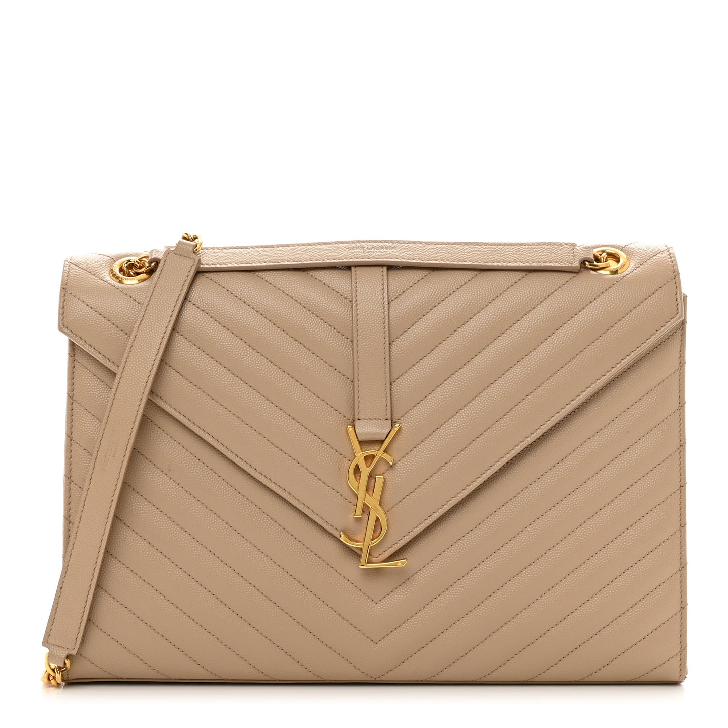 Grain De Poudre Matelasse Chevron Large Monogram Satchel Dark Beige