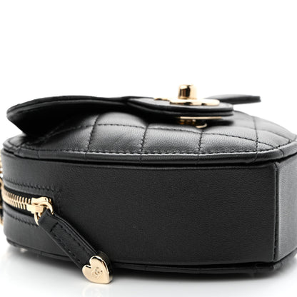 Chanel Lambskin Quilted CC In Love Heart Clutch With Chain Black 9 of 11