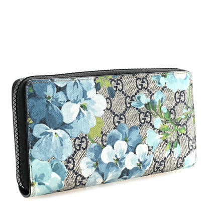 Gucci GG Supreme Monogram Blooms Zip Around Wallet Blue 6 of 14