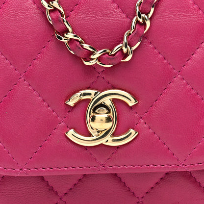 Chanel Lambskin Quilted Mini Trendy CC Clutch With Chain Fuchsia 7 of 9
