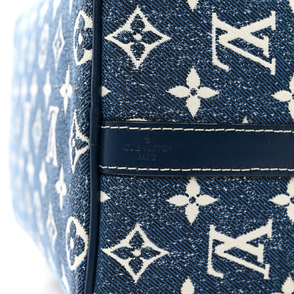 Louis Vuitton Monogram Jacquard Denim Speedy Bandouliere 25 Bleu 10 of 10