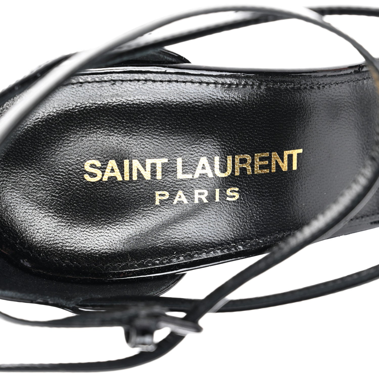 Saint Laurent Patent Cassandra 100 Ankle Strap Sandals 40 Black 7 of 8