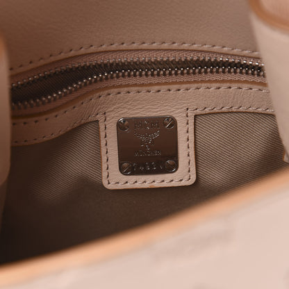 MCM Calfskin Essential Monogram Small Backpack Bisque 5 of 12
