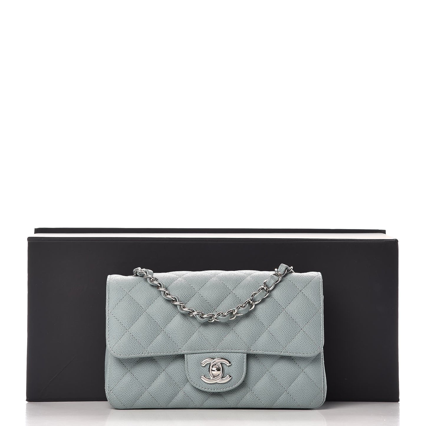 Caviar Quilted Mini Rectangular Flap Green